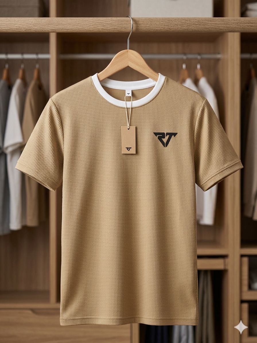 Premium Men's Waffle Knit Ringer T-Shirt | Stylfox