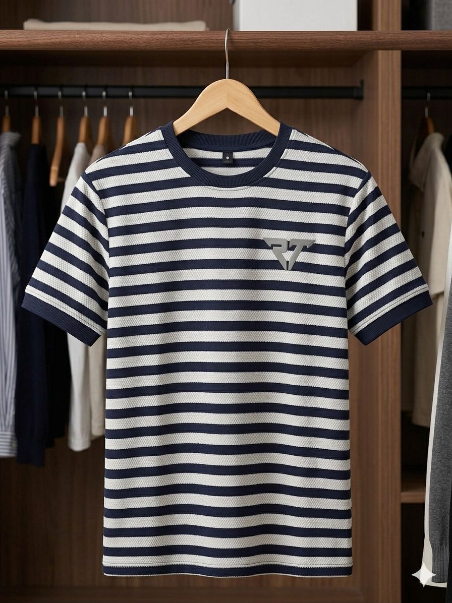 Men's Premium Textured Striped T-Shirt | Stylfox