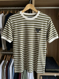 Men's Textured Striped Knit T-Shirt – Olive Green | Stylfox